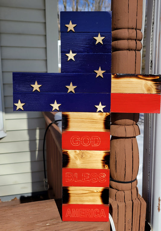 Signature Custom Engraved God Bless America Cross