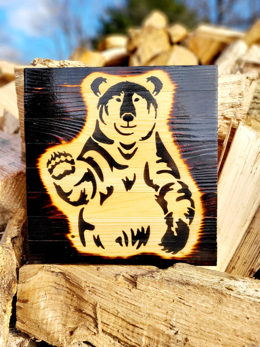 Bear Waving- Wood Plaque