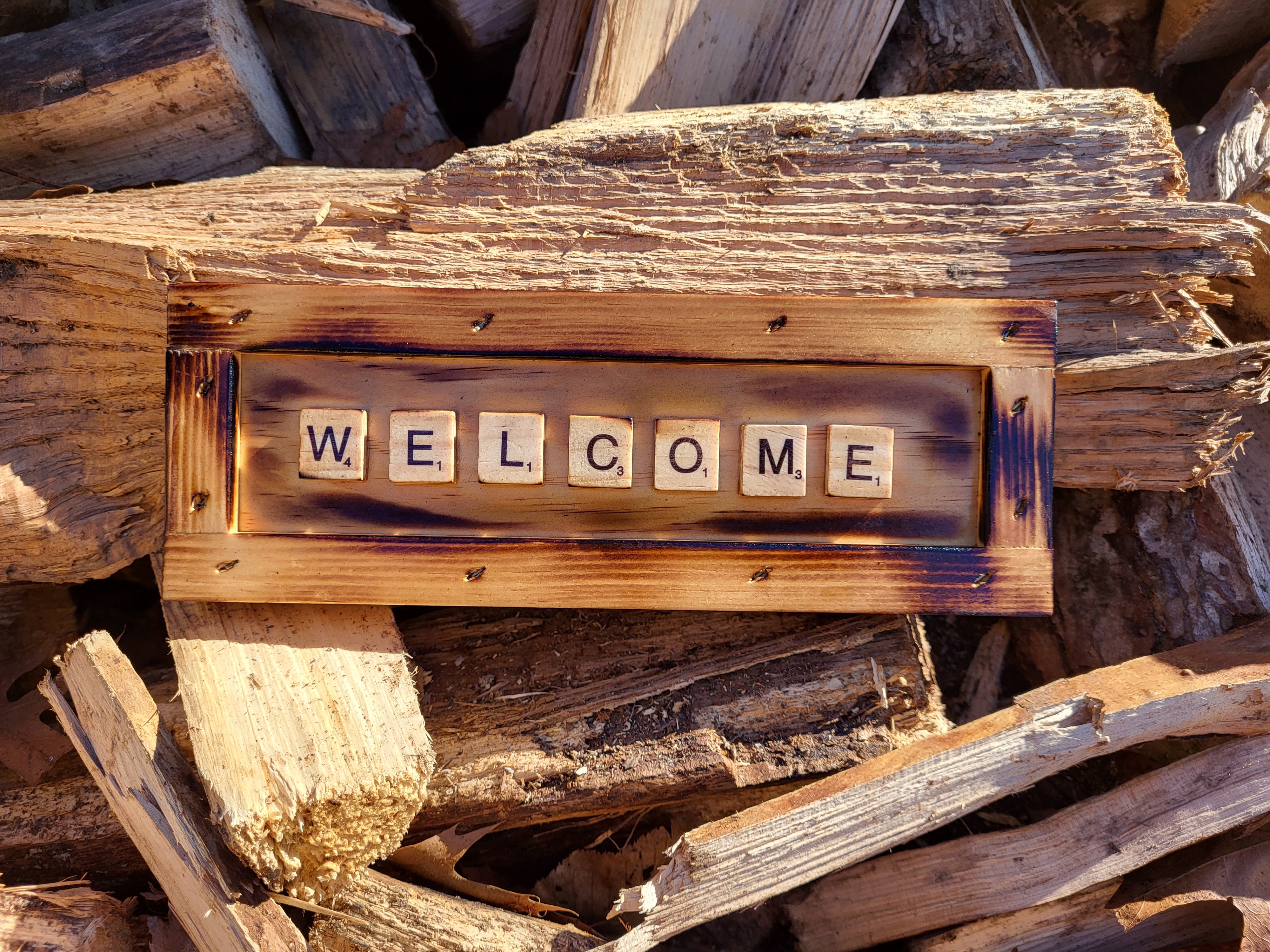 Welcombe Sign Welcome Scrabble Sign – Rustic Signs USA