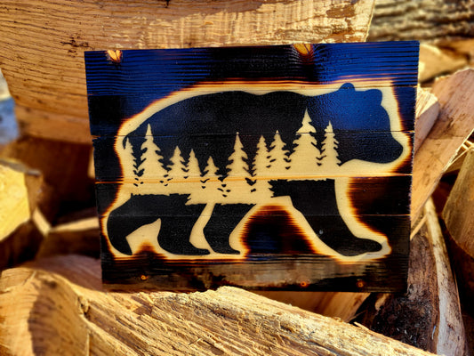 Bear-(w/trees) - Wood Plaque