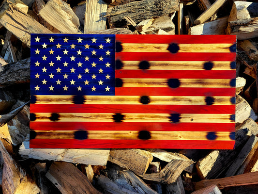 50 Star Red White & Blue American Flag (w/ deep burn)