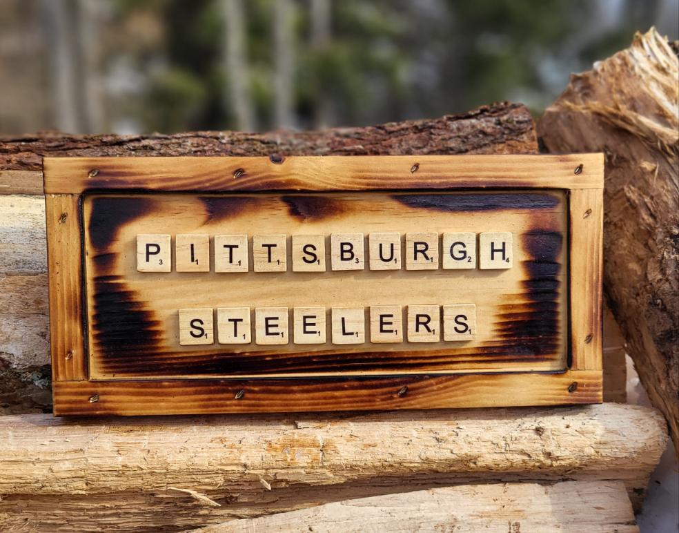 Pittsburgh Steelers Scrabble Sign